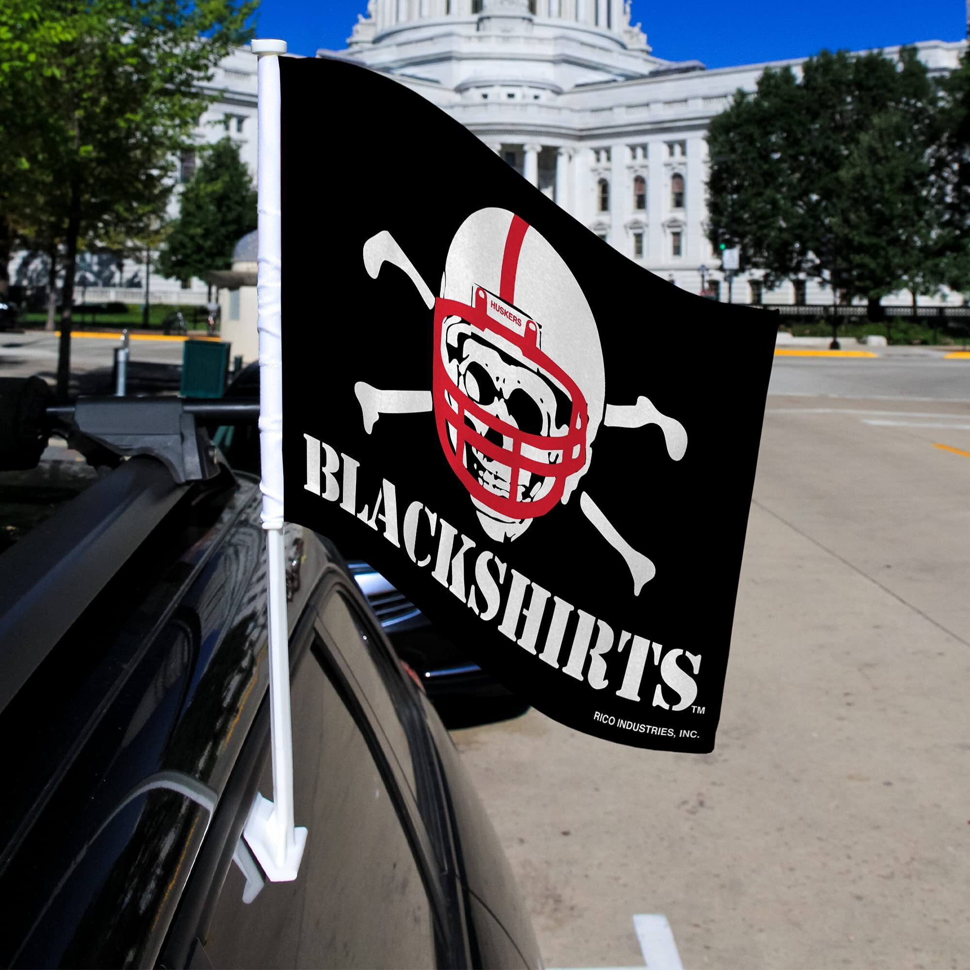 Nebraska Cornhuskers Flag Car Blackshirts