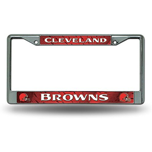 Cleveland Browns License Plate Frame Chrome Black Lettering