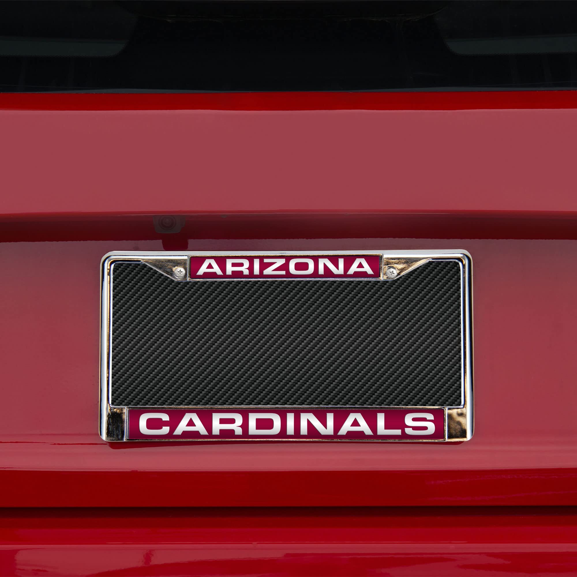 Arizona Cardinals License Plate Frame Laser Cut Chrome - Special Order