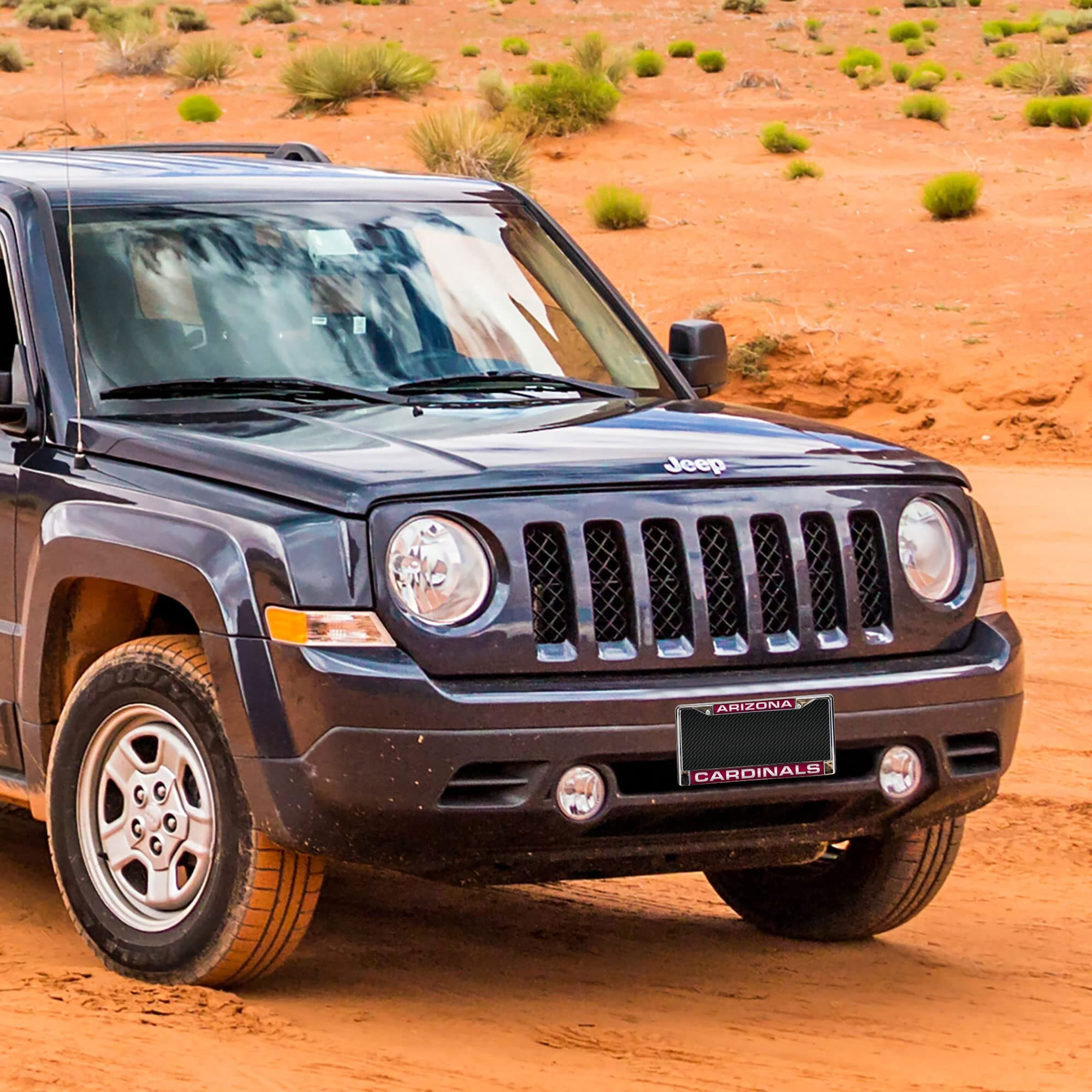 Arizona Cardinals License Plate Frame Laser Cut Chrome - Special Order