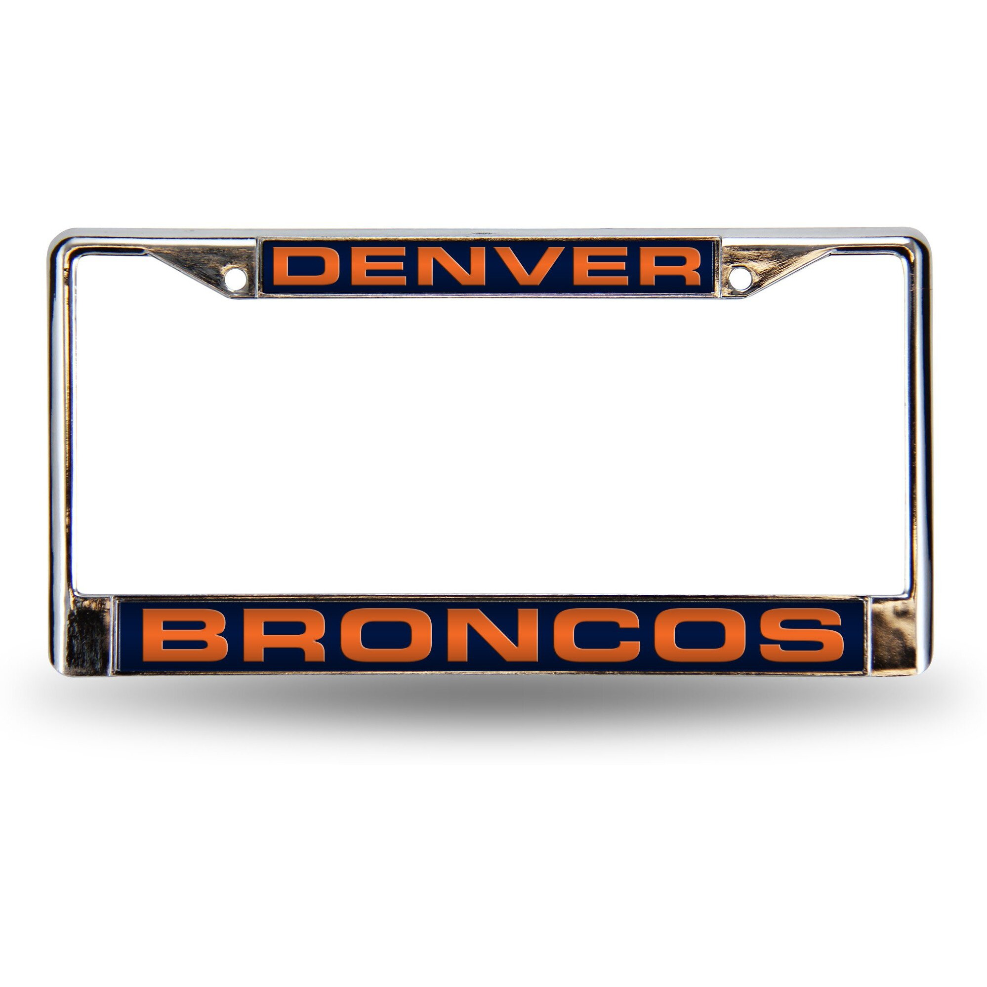 Denver Broncos License Plate Frame Laser Cut Chrome
