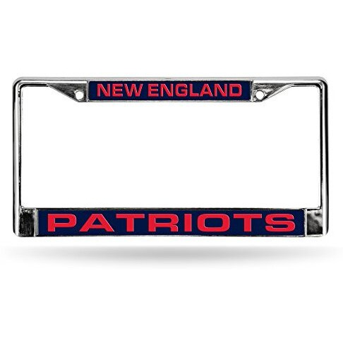 New England Patriots License Plate Frame Laser Cut Chrome