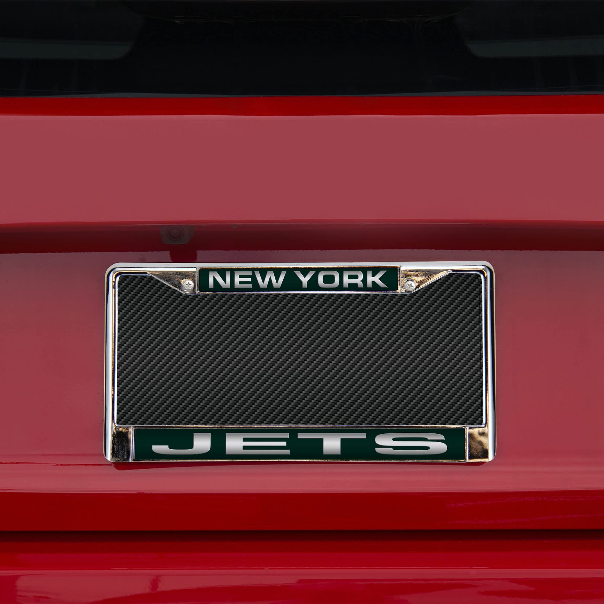New York Jets License Plate Frame Laser Cut Chrome