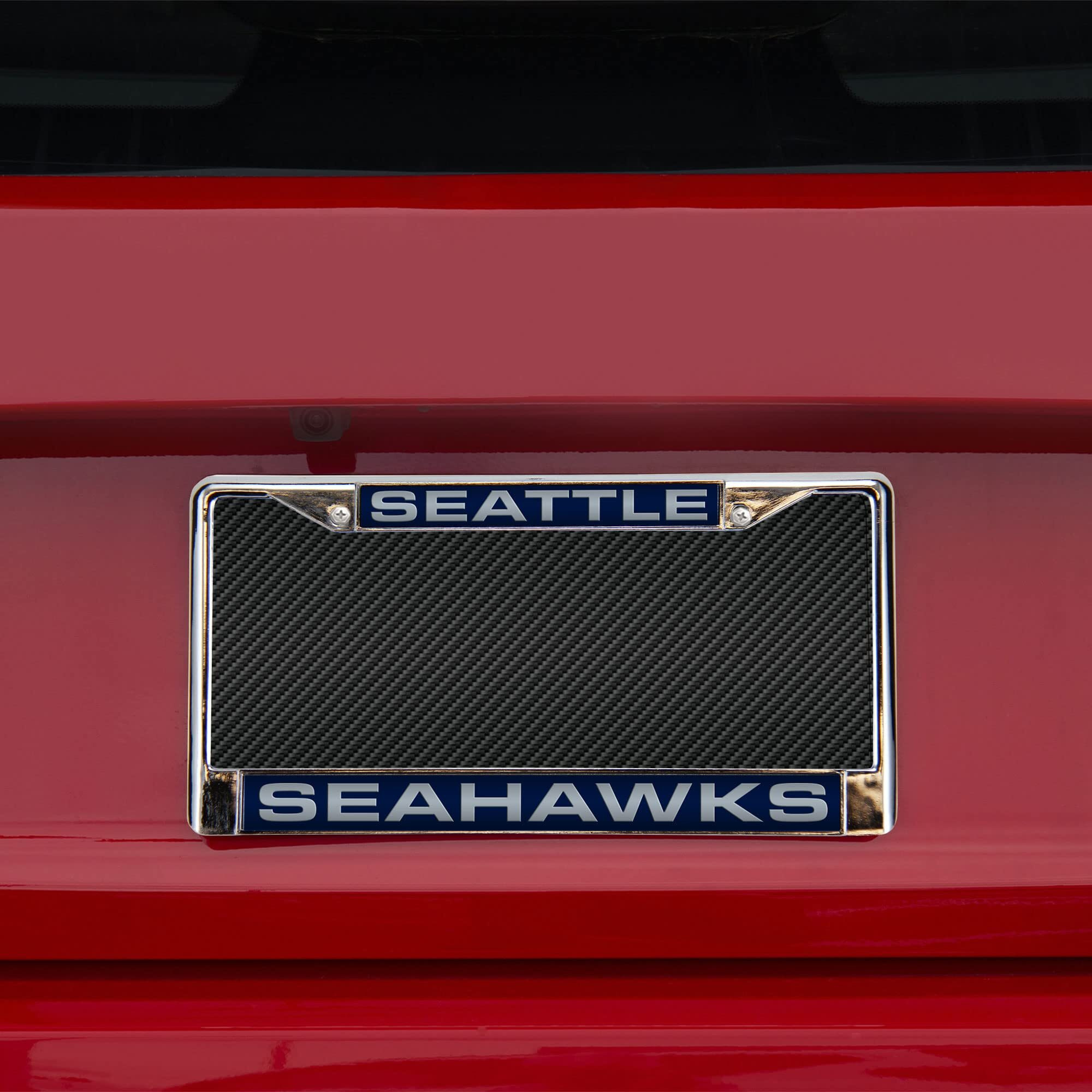 Seattle Seahawks License Plate Frame Laser Cut Chrome