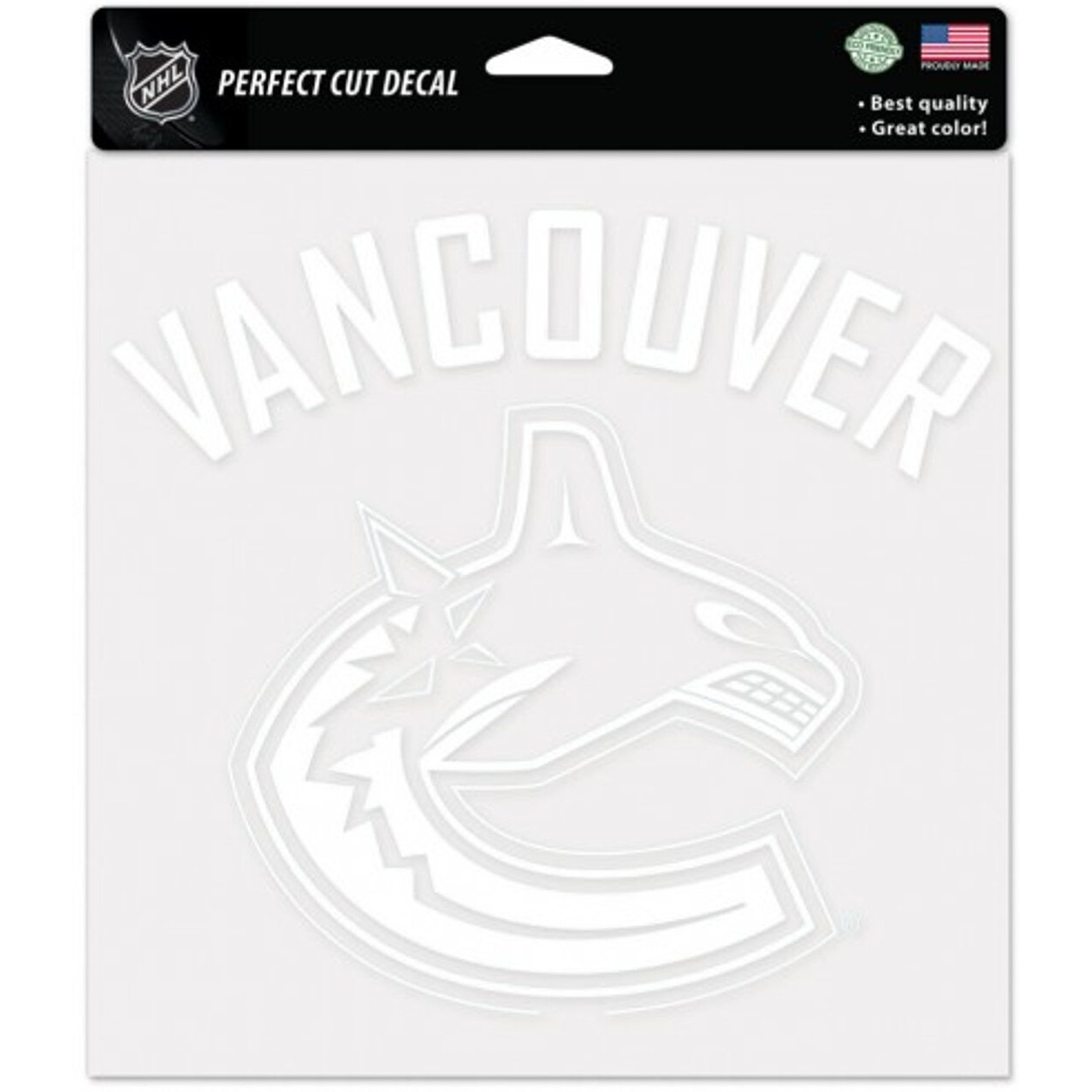 Vancouver Canucks Decal 8x8 Perfect Cut White