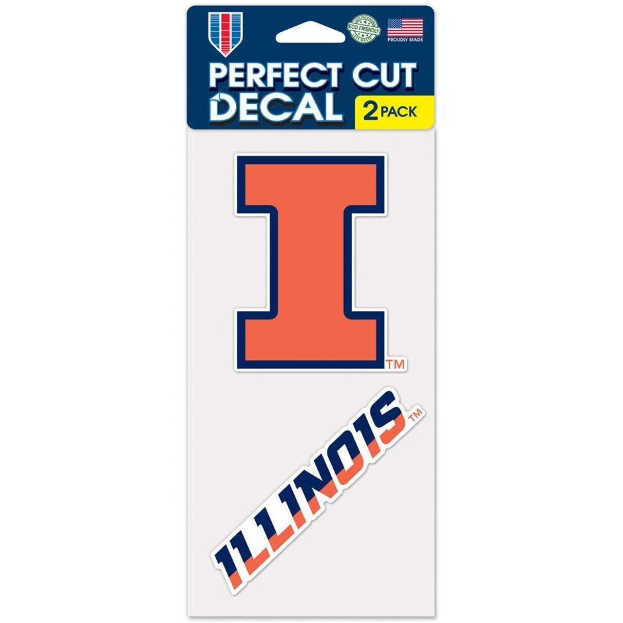 Illinois Fighting Illini Set of 2 Die Cut Decals - Special Order