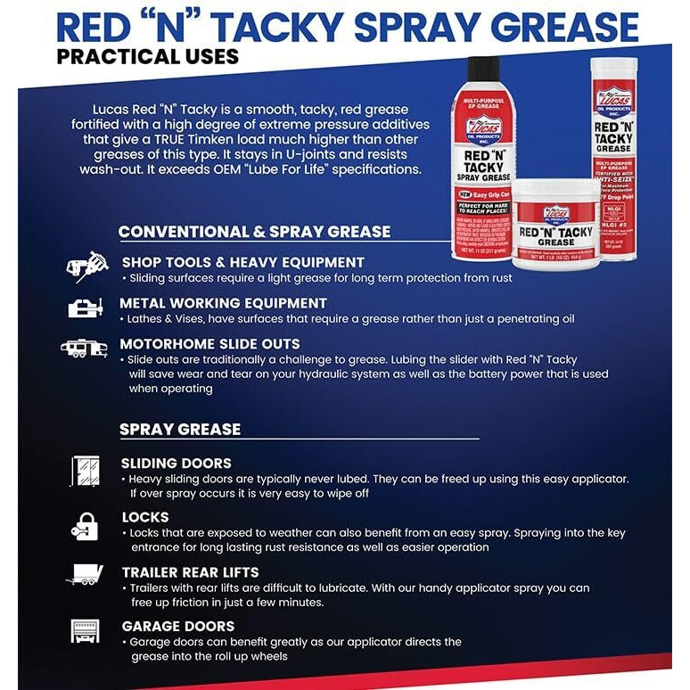 Lucas Oil Red N Tacky Grease 1lb Tub