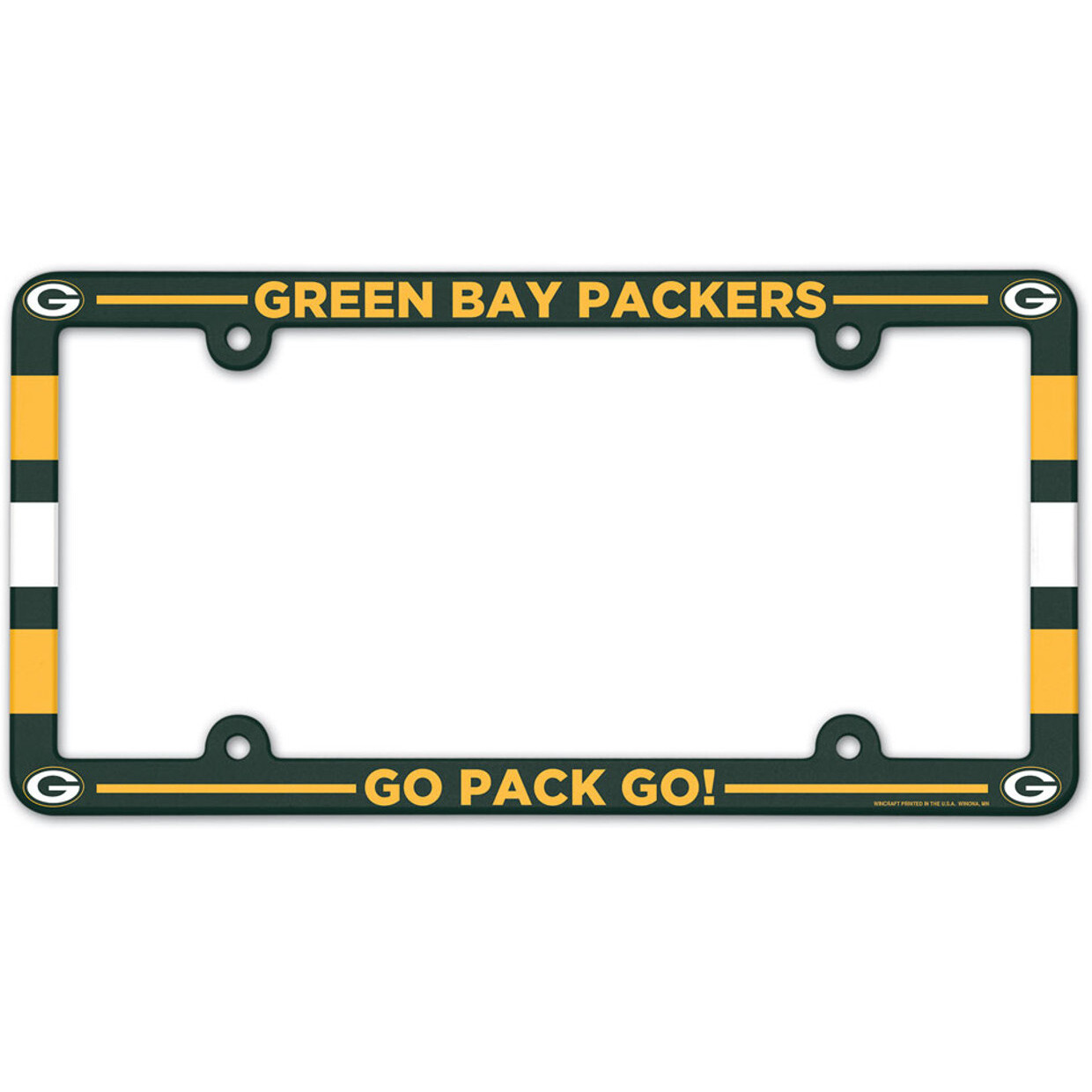 Green Bay Packers License Plate Frame Plastic Full Color Style