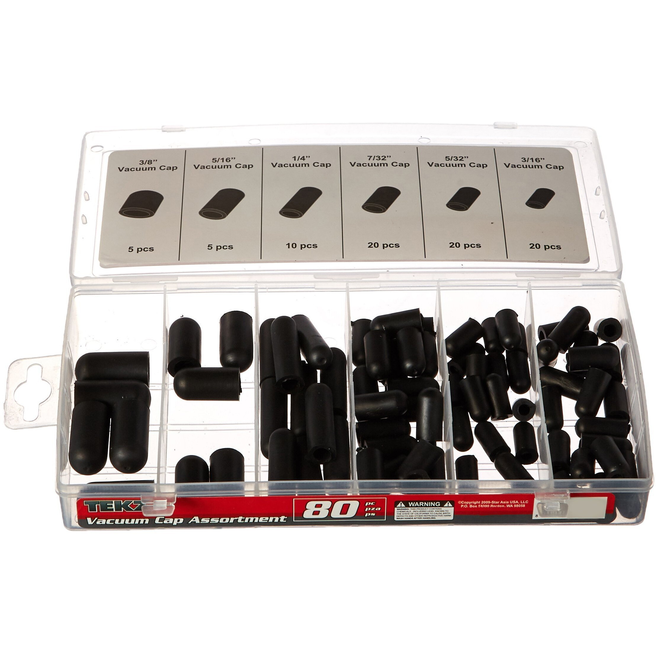 TITAN - 45252 80 PIECE VACUUM CAP ASSORTMENT WITH CARRY CASE
