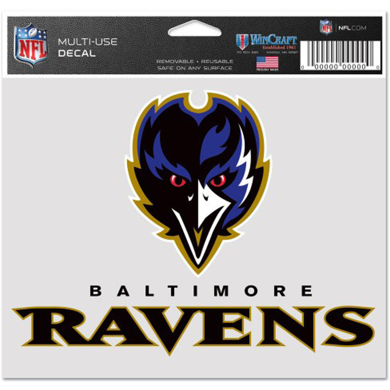 Baltimore Ravens Decal 5x6 Ultra Color Raven - Special Order