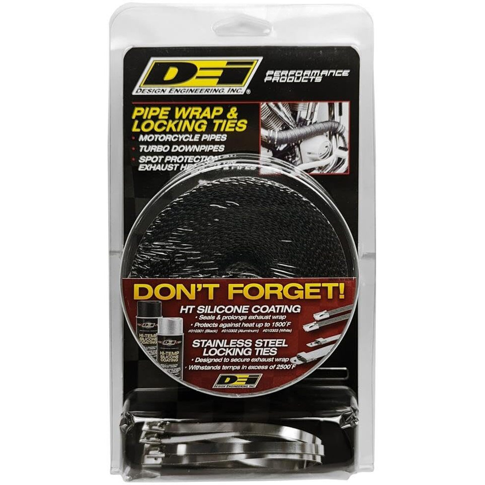 Design Engineering Pipe Wrap & Locking Ties Kit - Black - 2 In X 25 Ft