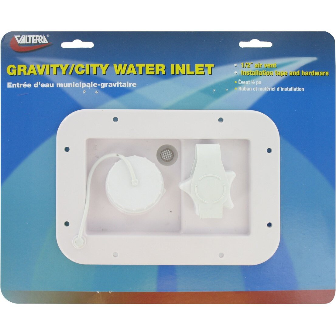 Valterra A01-2001VP Gravity/City Water Inlet - White (Carded)