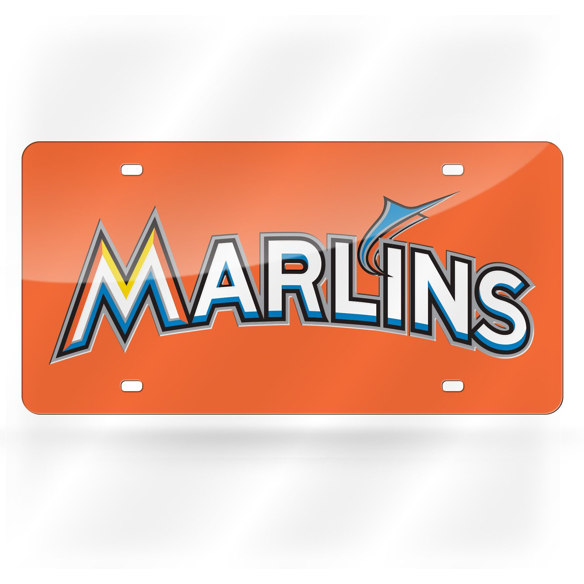 Miami Marlins License Plate Laser Cut Light Orange - Special Order