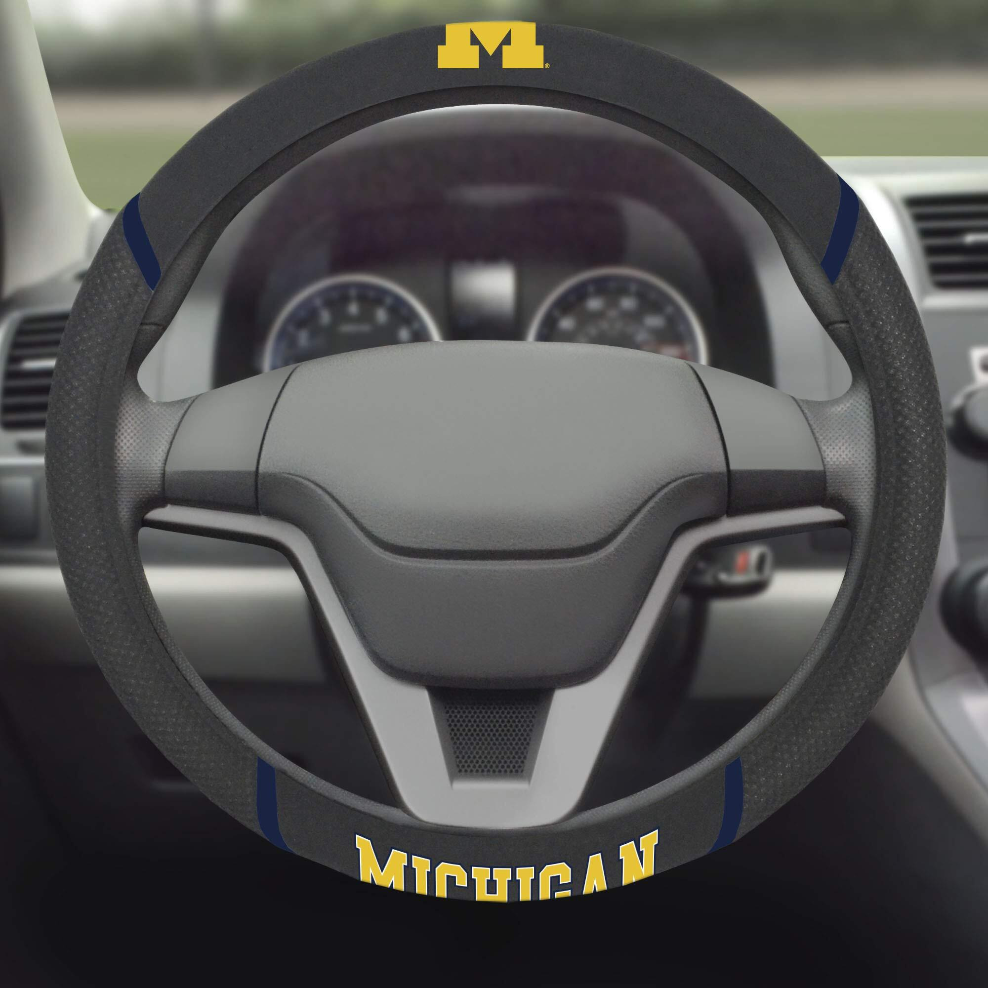 Michigan Wolverines Steering Wheel Cover Mesh/Stitched Special Order
