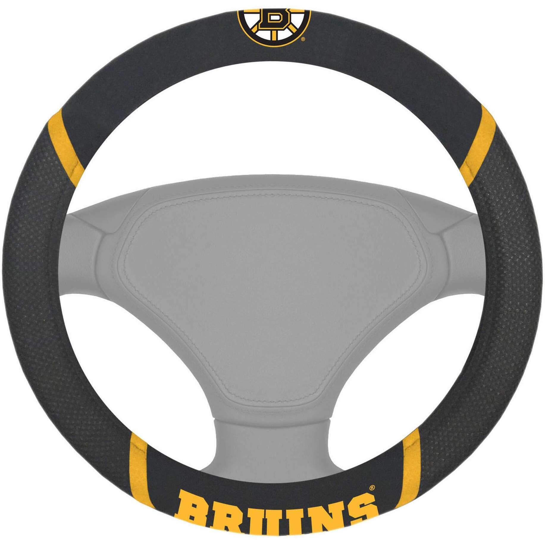 Boston Bruins Steering Wheel Cover Mesh/Stitched