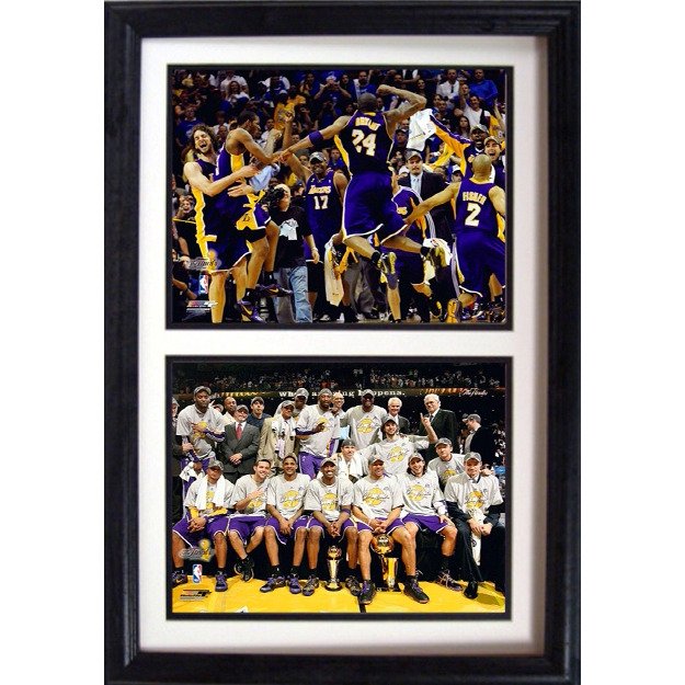 12x18 Double Frame - Los Angeles Lakers Champions