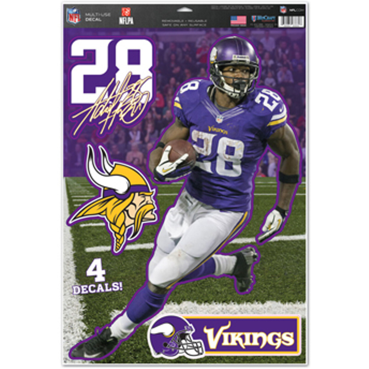Minnesota Vikings Adrian Peterson Decal 11x17 Multi Use