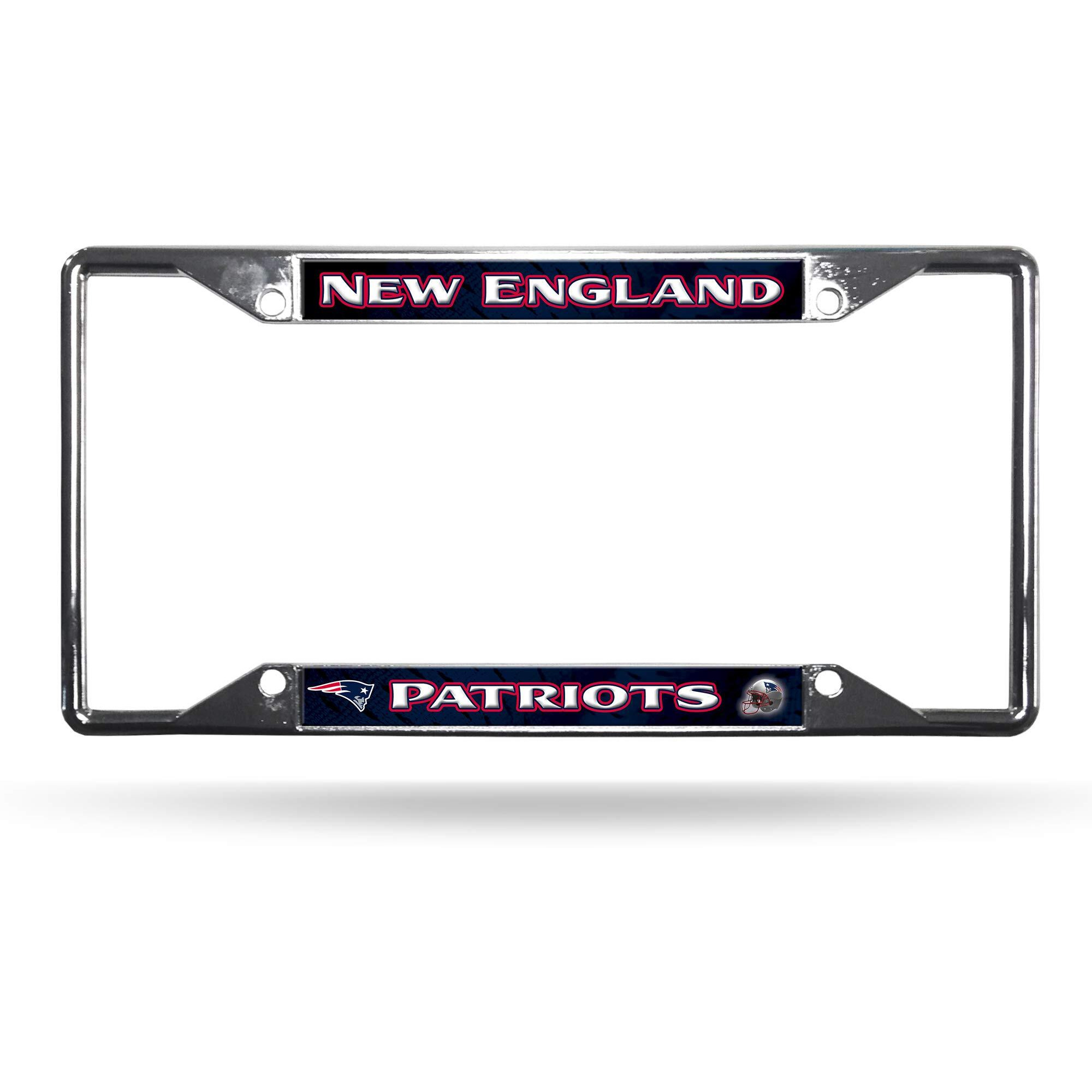 New England Patriots License Plate Frame Chrome EZ View