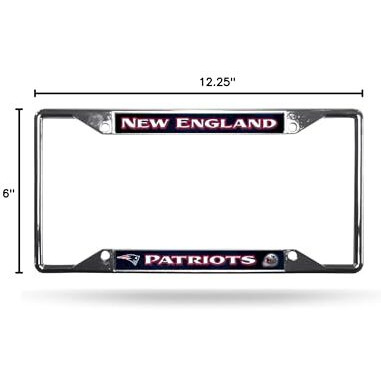 New England Patriots License Plate Frame Chrome EZ View