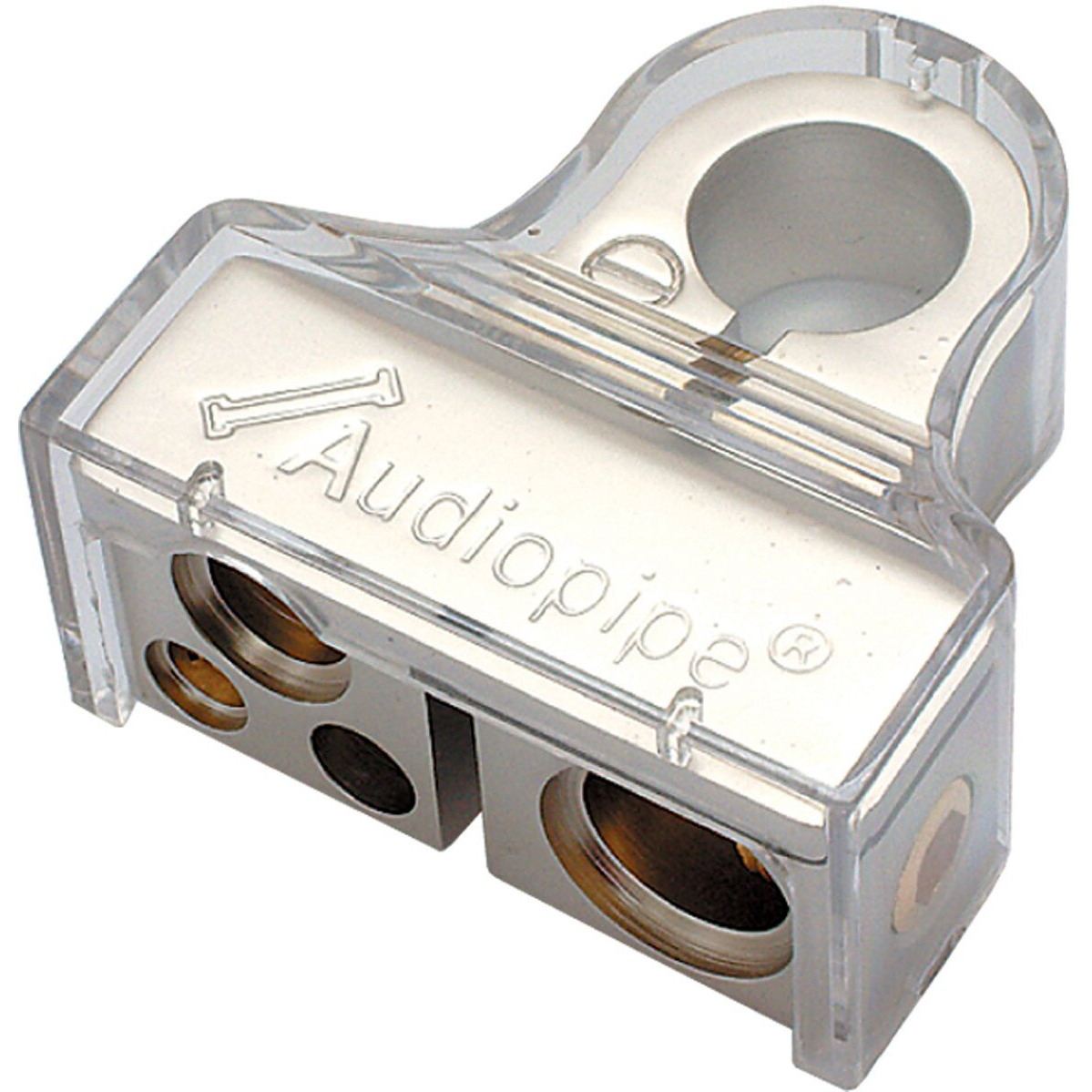 BATTERY TERMINAL AUDIOPIPE POSITIVE PLATINUM FINISH