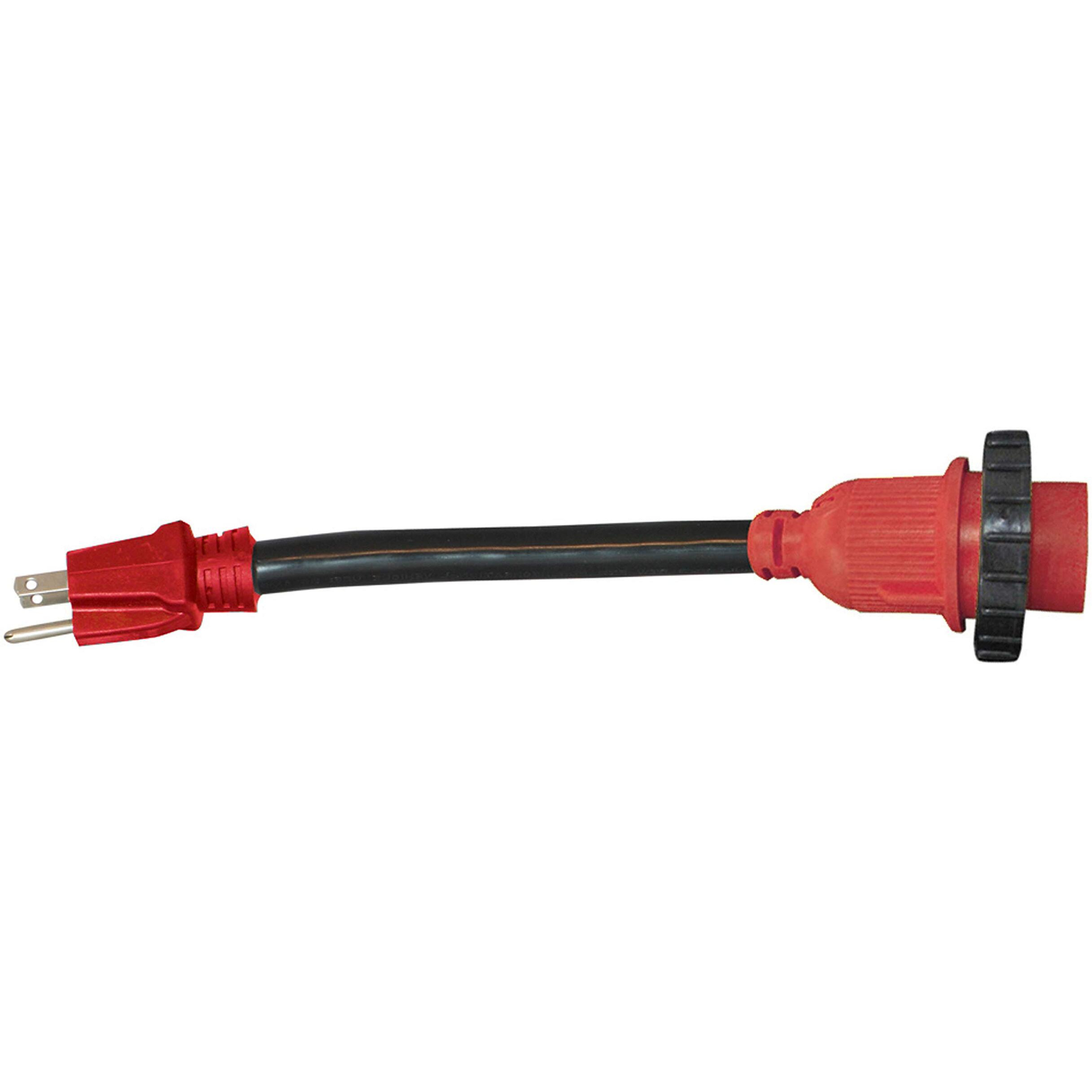 Valterra A10-1530DVP Mighty Cord Detachable 12" Locking Adapter Cord - 15AM to 30AF, Red (Carded)