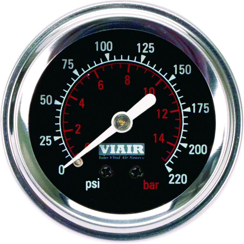 2" Single Needle Gauge (Black Face, Illuminated, 220 PSI)