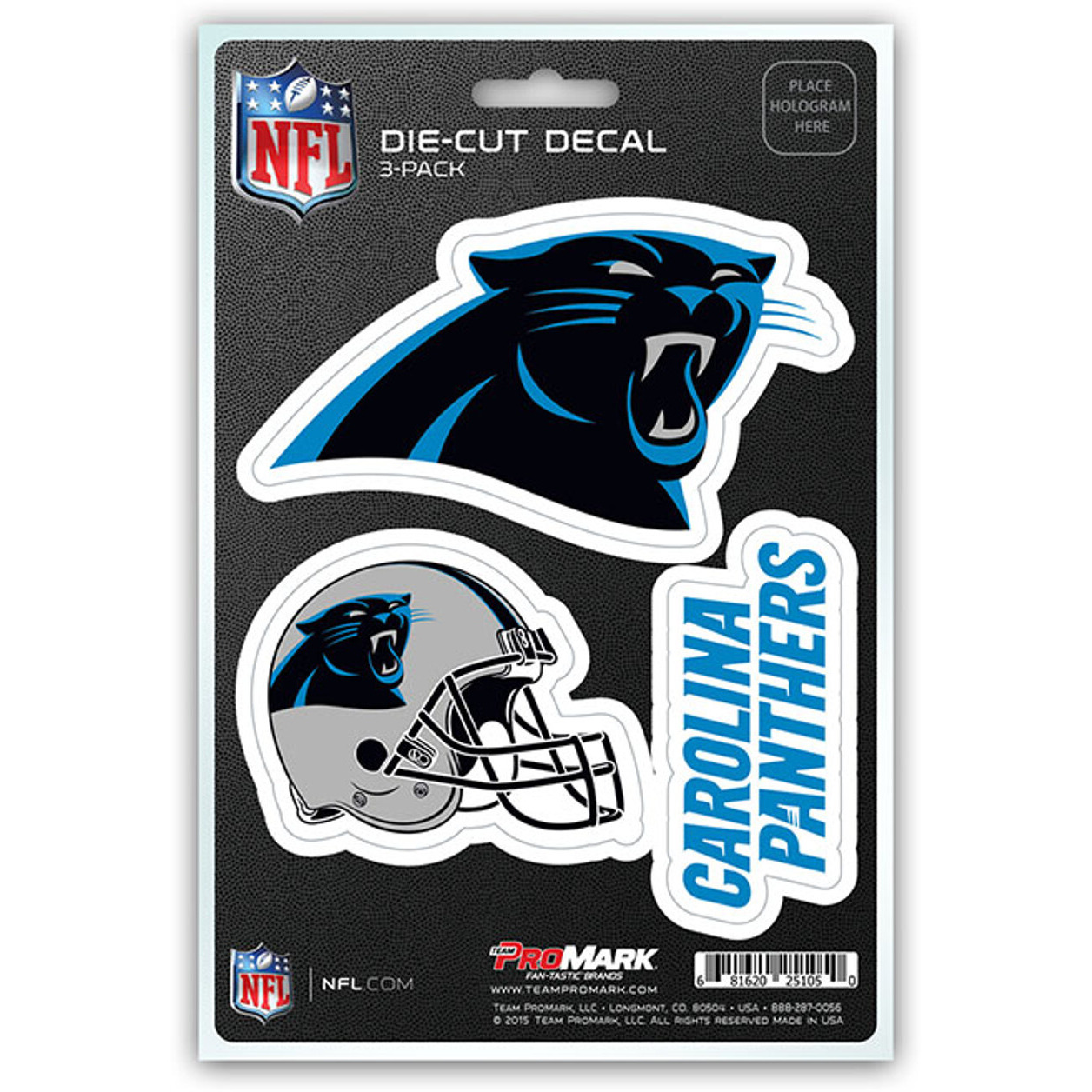Carolina Panthers Decal Die Cut Team 3 Pack