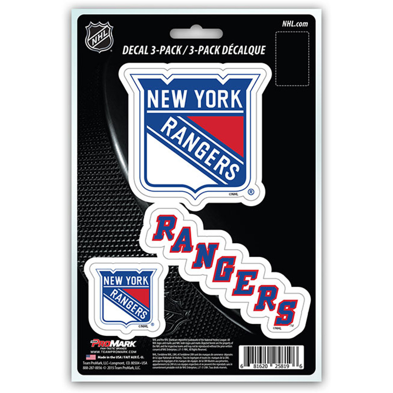 New York Rangers Decal Die Cut Team 3 Pack