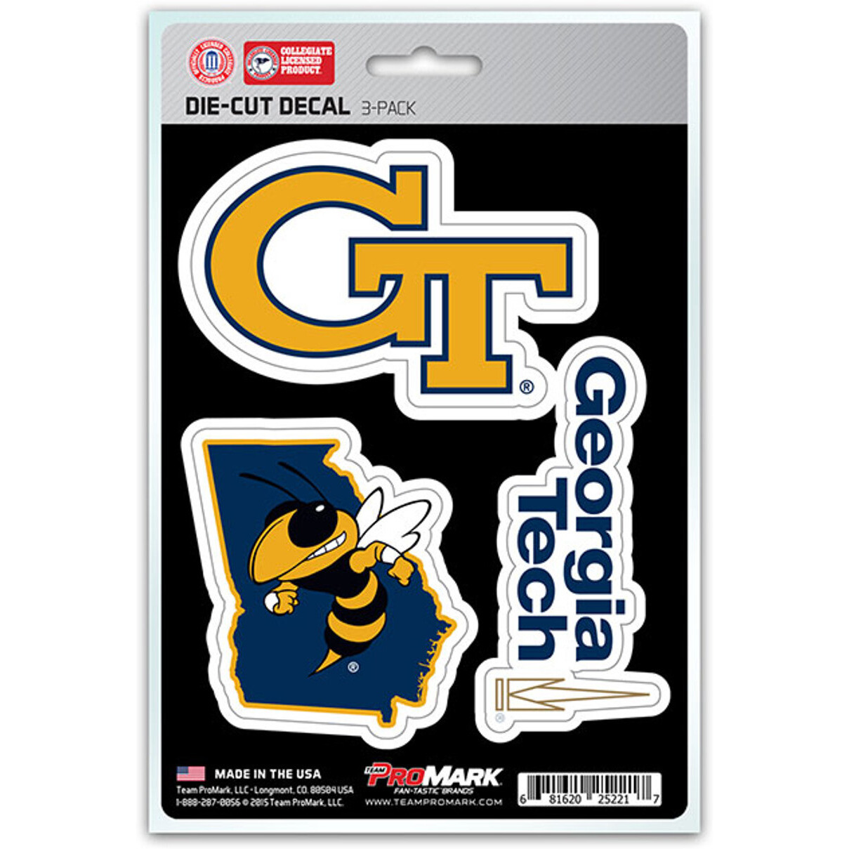 Georgia Tech Yellow Jackets Decal Die Cut Team 3 Pack
