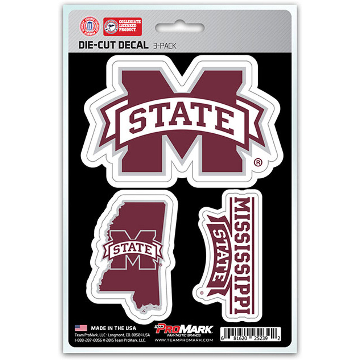 Mississippi State Bulldogs Decal Die Cut Team 3 Pack
