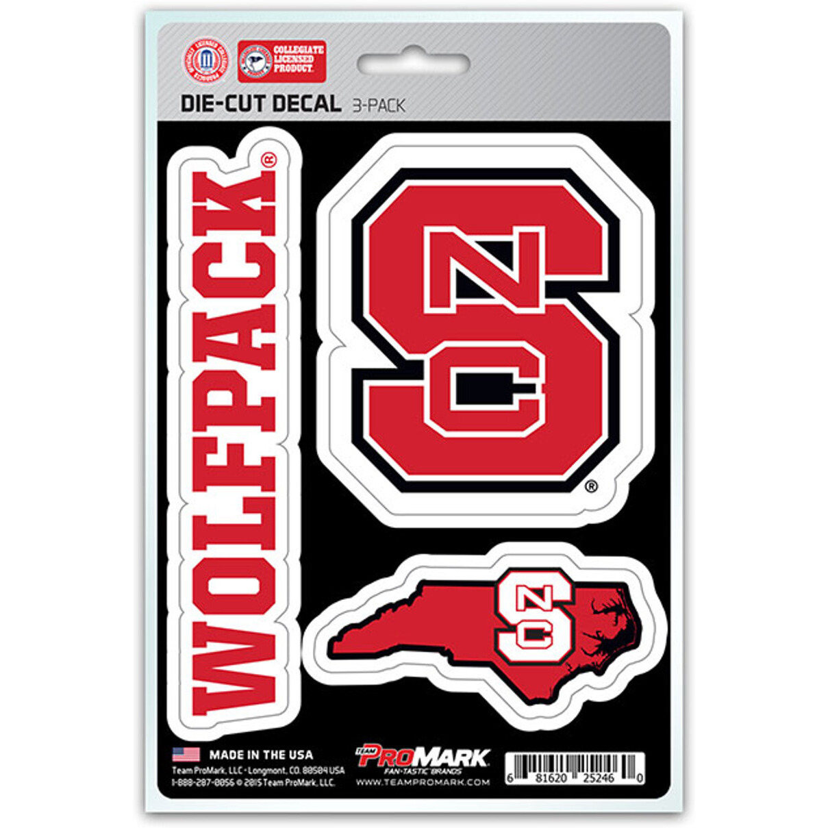 North Carolina State Wolfpack Decal Die Cut Team 3 Pack