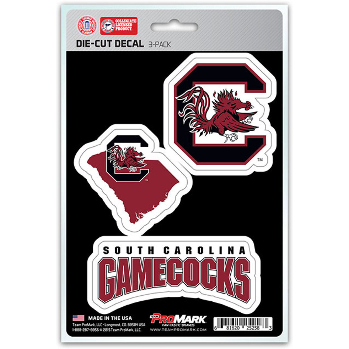 South Carolina Gamecocks Decal Die Cut Team 3 Pack