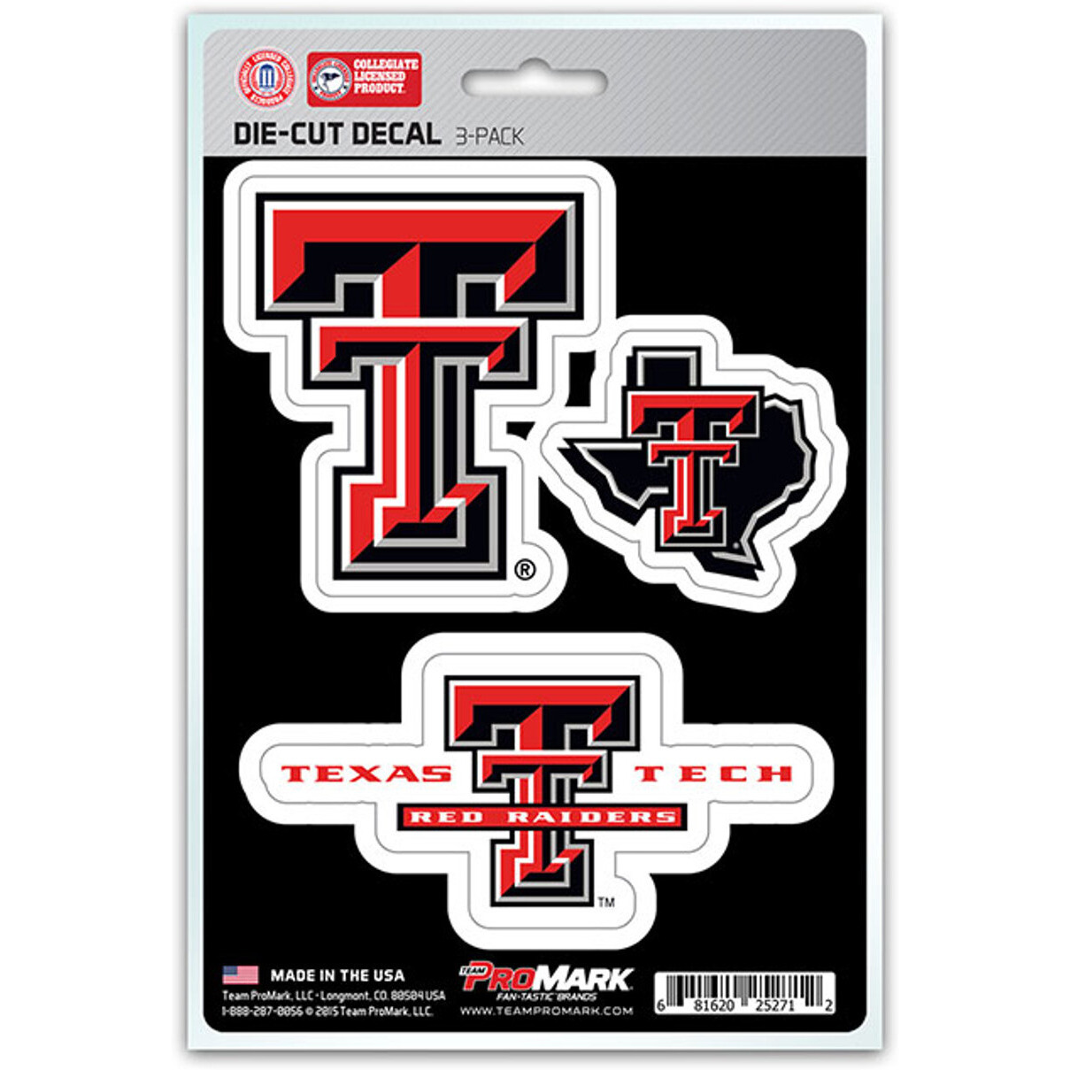 Texas Tech Red Raiders Decal Die Cut Team 3 Pack