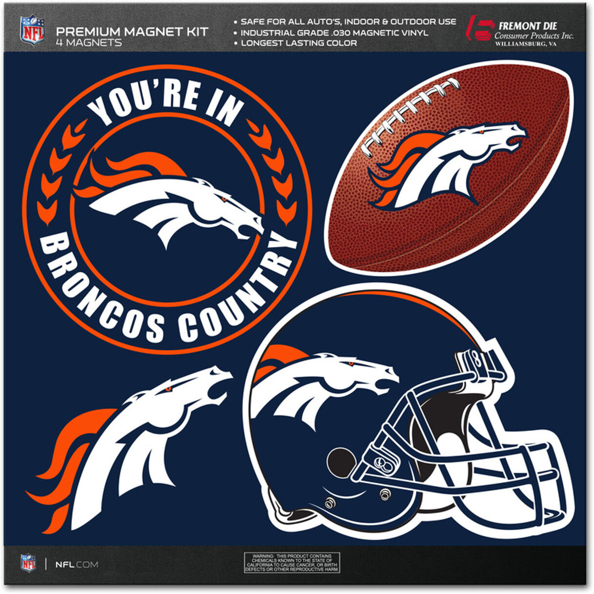 Denver Broncos Magnet Kit 4 Piece CO