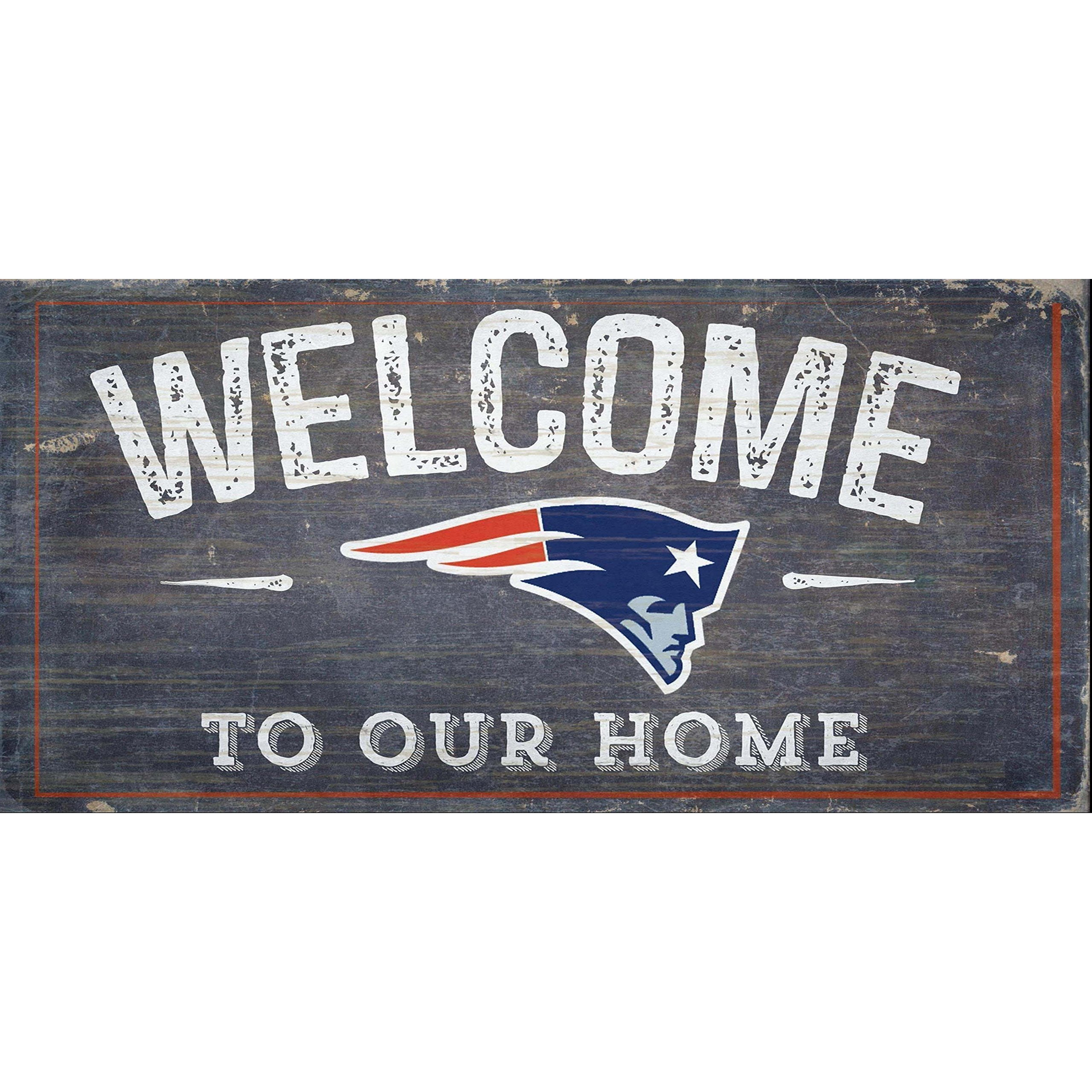 New England Patriots Sign Wood 6x12 Welcome To Our Home Design - Special Order
