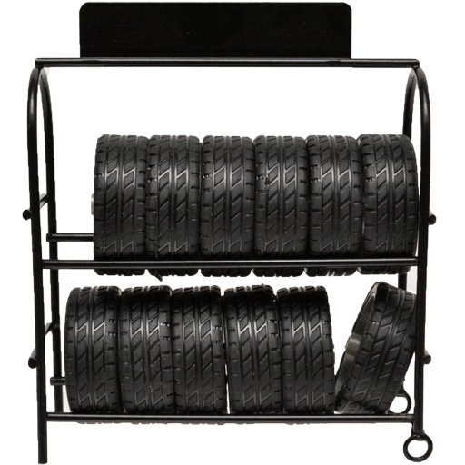 Metal Tire Rack with Rims and Tires for 1/24 Scale Models by American Diorama
