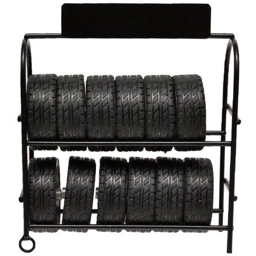 Metal Tire Rack with Rims and Tires for 1/24 Scale Models by American Diorama