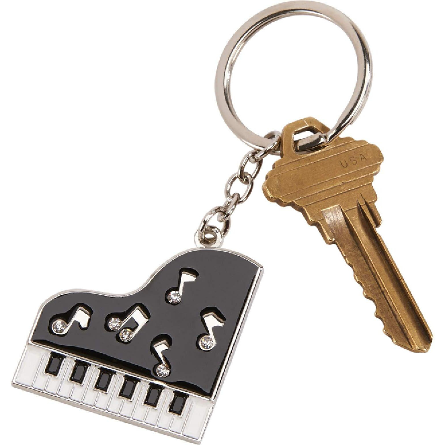 Piano Key Chain with Crystals, 3"