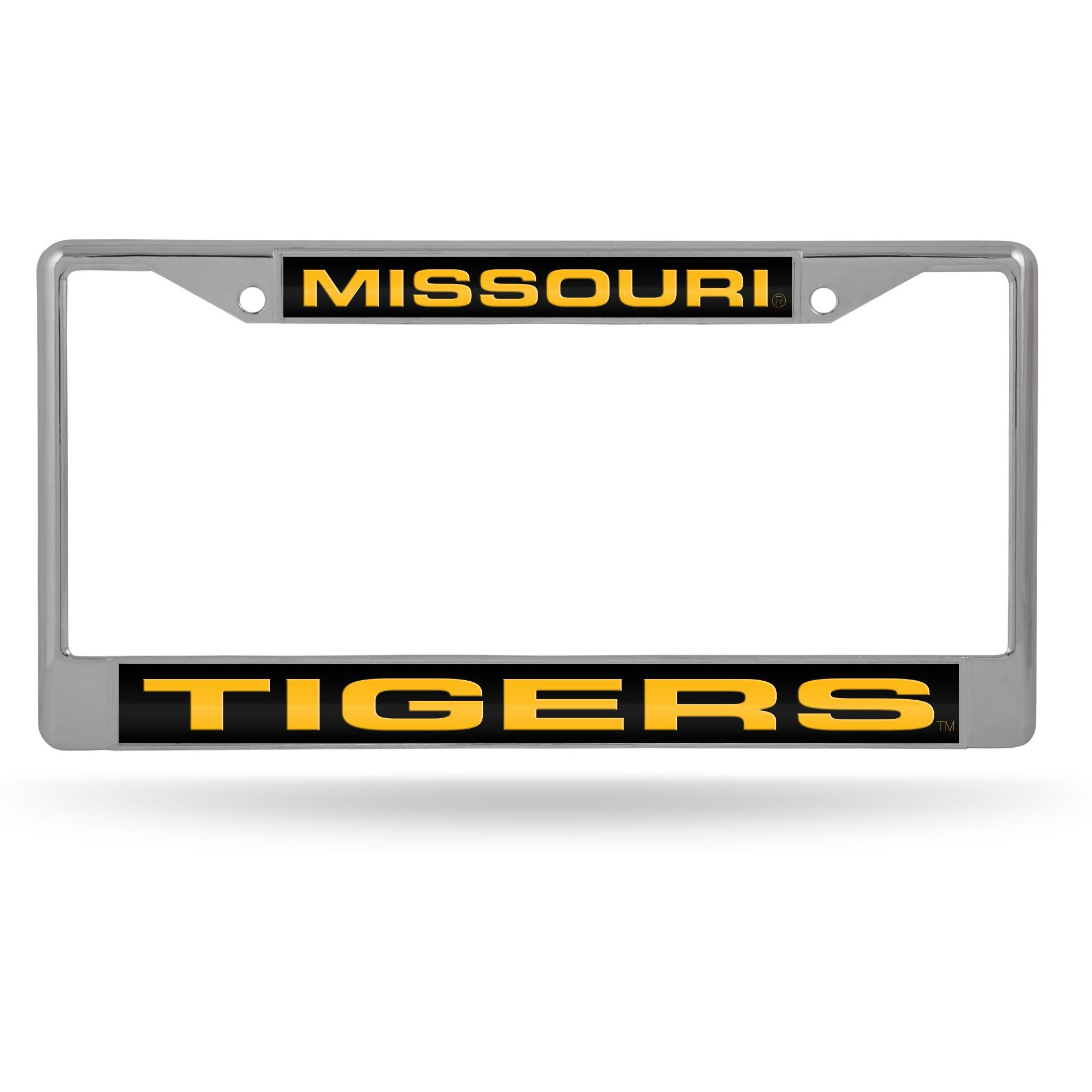 Missouri Tigers License Plate Frame Laser Cut Chrome Alternate Design