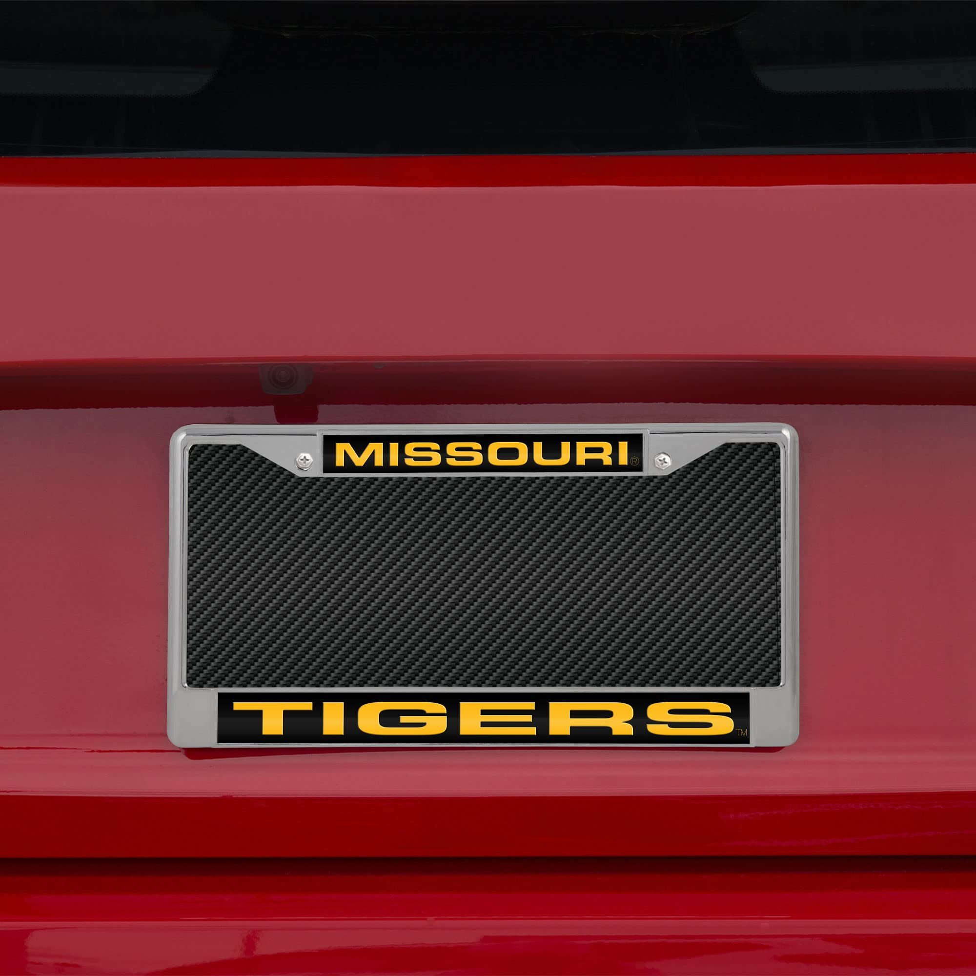 Missouri Tigers License Plate Frame Laser Cut Chrome Alternate Design