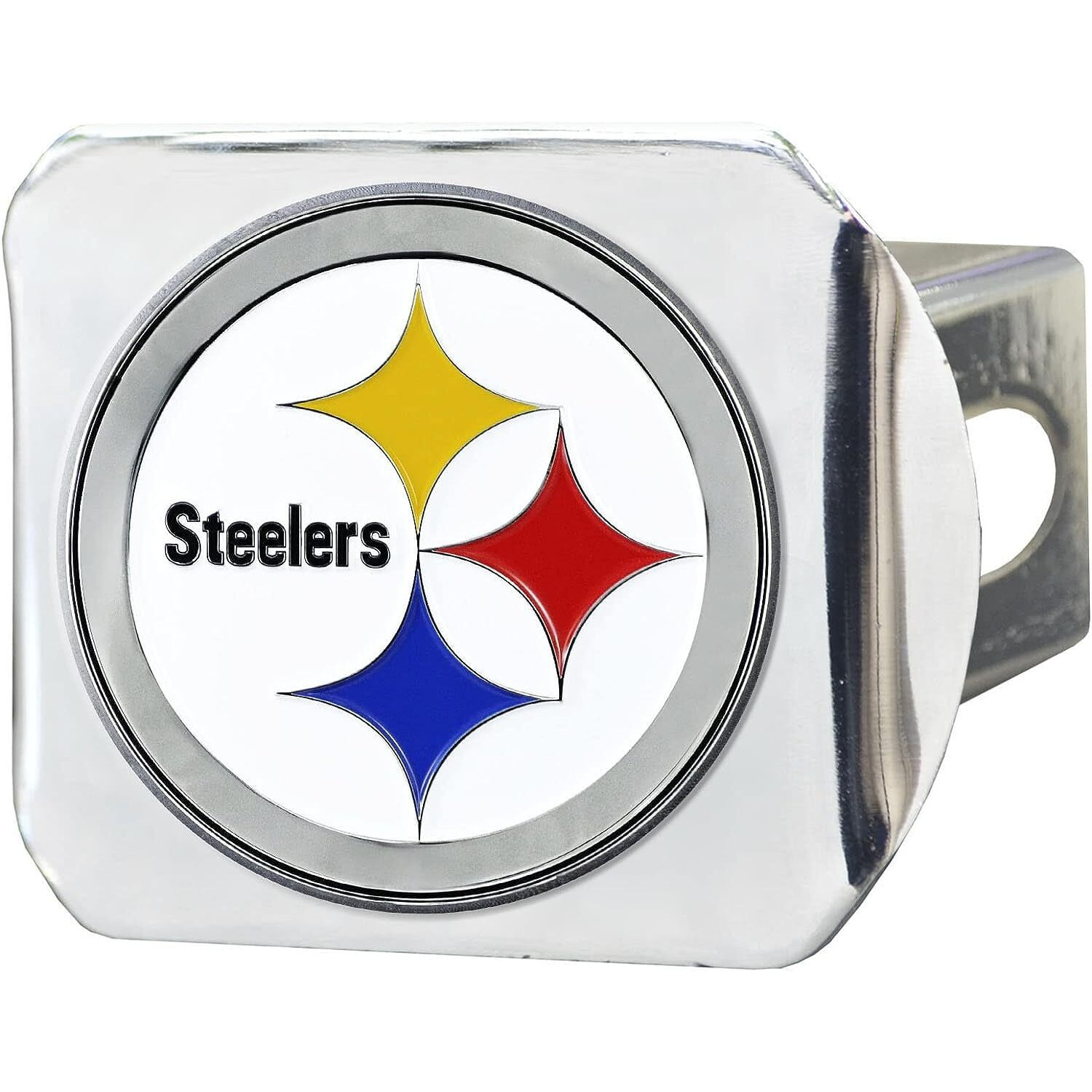 Pittsburgh Steelers Hitch Cover Color Emblem on Chrome