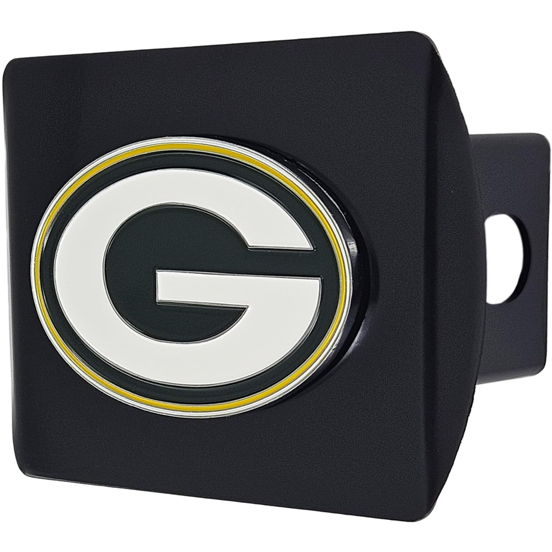 Green Bay Packers Hitch Cover Color Emblem on Black
