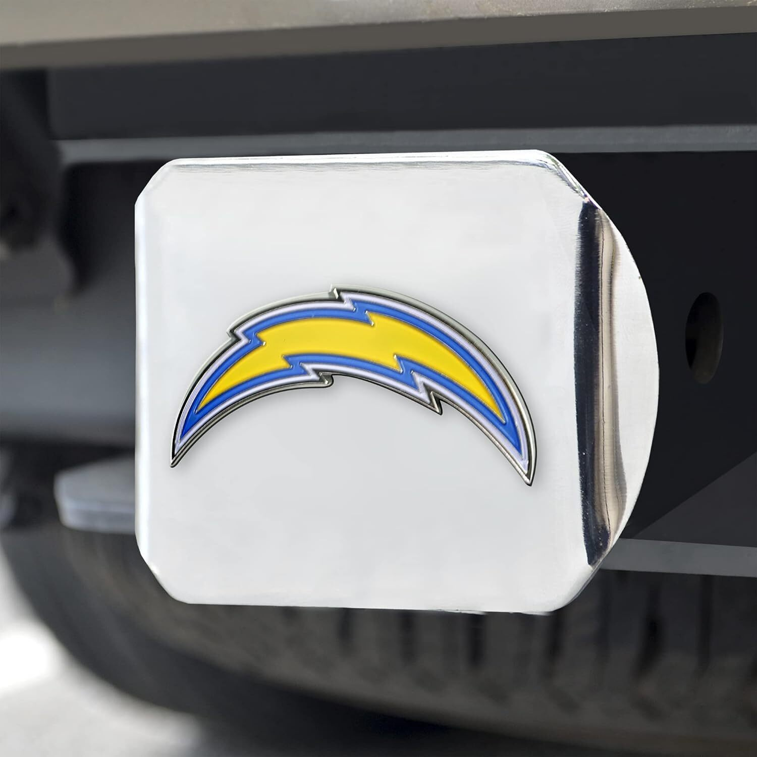 Los Angeles Chargers Hitch Cover Color Emblem on Chrome