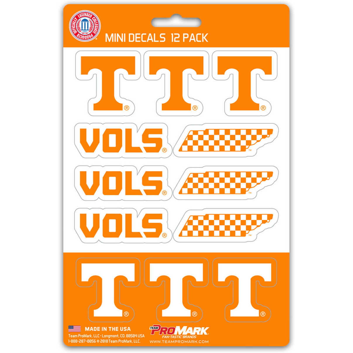 Tennessee Volunteers Decal Set Mini 12 Pack - Special Order