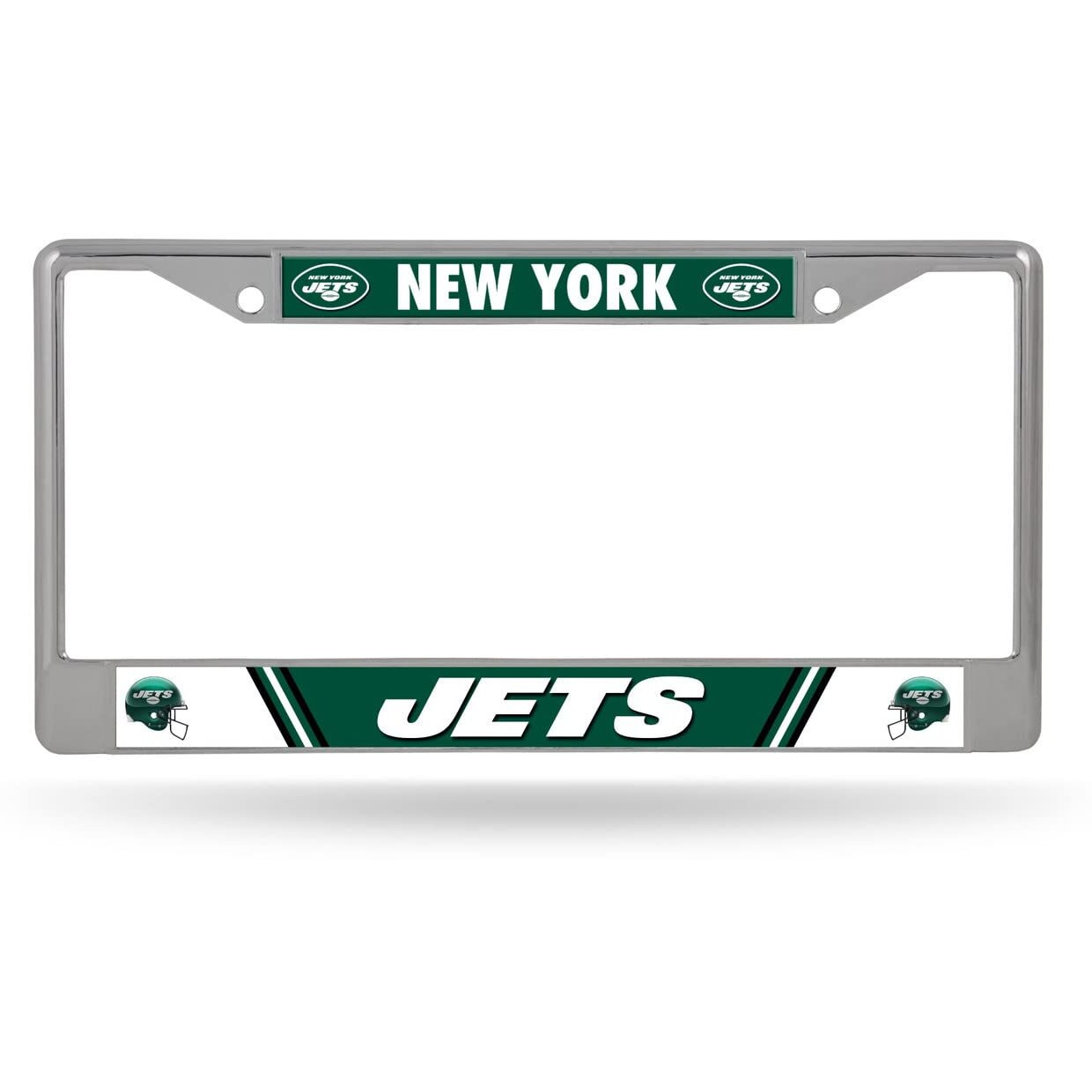 Rico Industries NFL New York Jets 12" x 6" Silver Chrome Frame W' Decal Insert Car/Truck/SUV Auto Accessory
