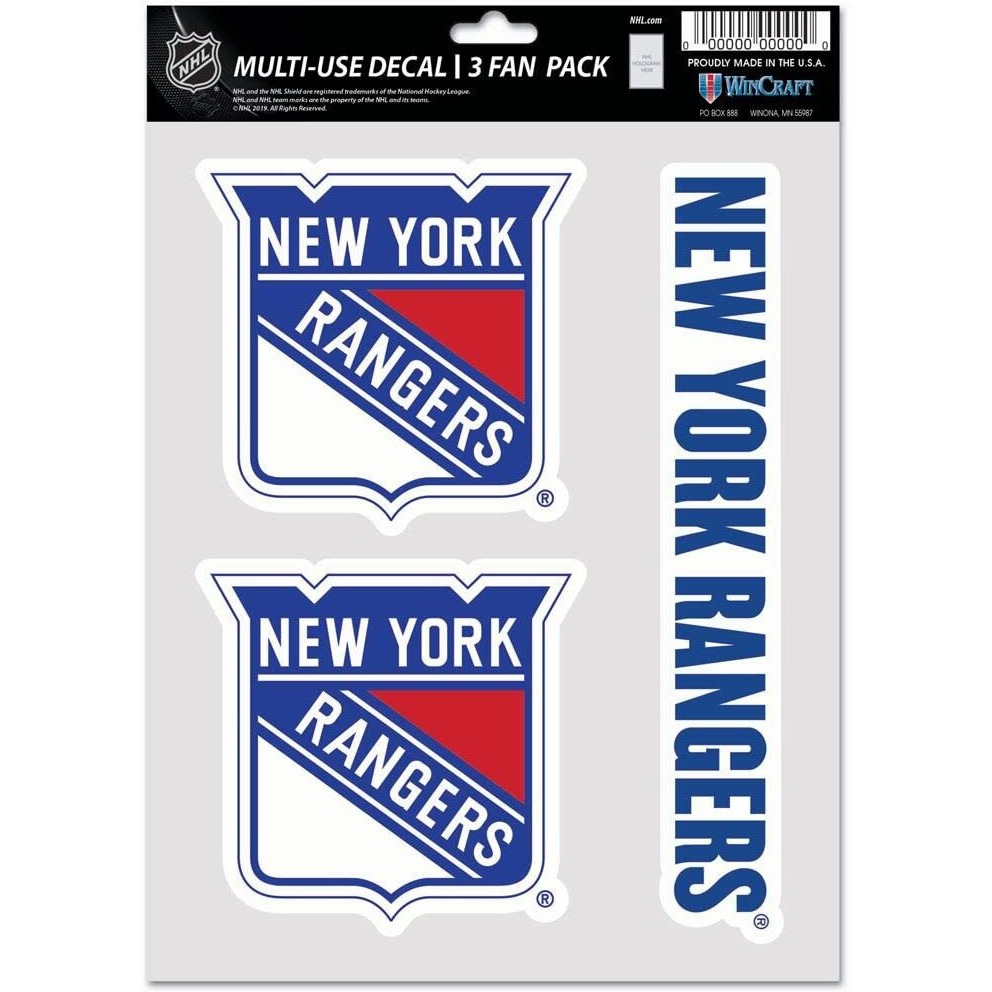 New York Rangers Decal Multi Use Fan 3 Pack