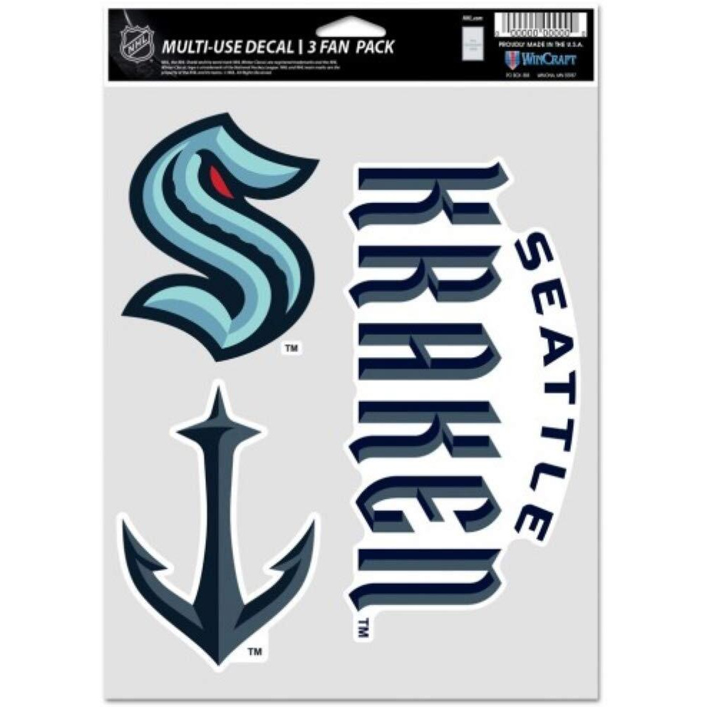 Seattle Kraken Decal Multi Use Fan 3 Pack