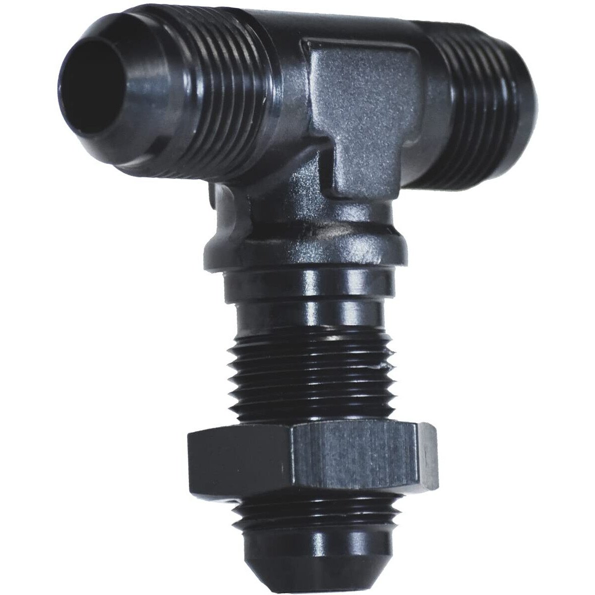 -8AN BLK BULKHEAD FLARE TEE