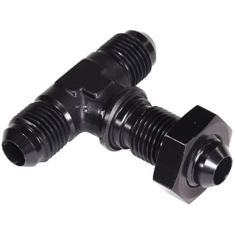 -6AN BLK BULKHEAD FLARE TEE