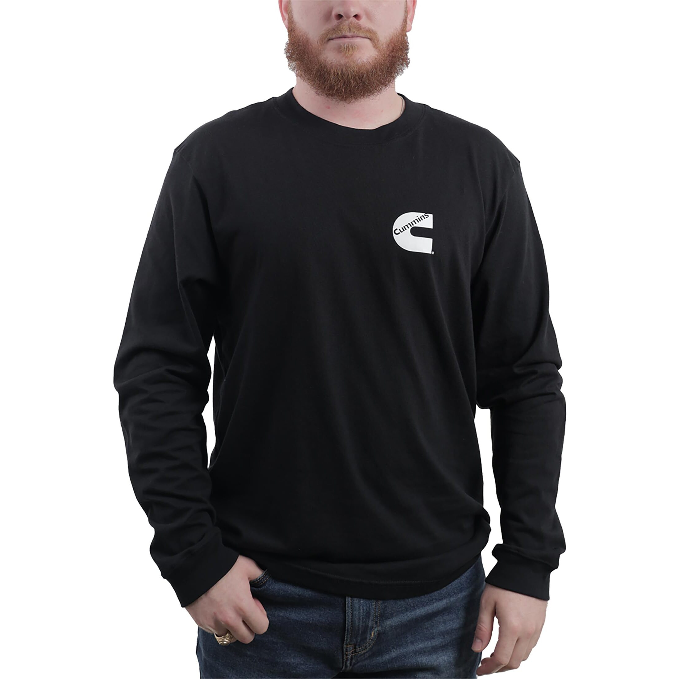 Cummins Unisex Long Sleeve T-shirt Black All Cotton Tee CMN4775 - Small